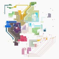 abstract color circuit board pattern with gray background
