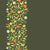 Colorful garden branches vertical seamless pattern