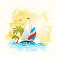 Summer Background with Sailing Boat