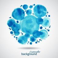 Blue watercolor blots abstract dots background