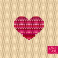 Knitted seamless pattern or card with heart N2