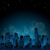Fireworks with city skyline