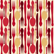 Seamless Pattern With Forks Spoons End Knifes Vector Illustration N2