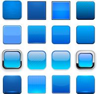 Blue square high-detailed web buttons