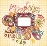 multi colored retro banner and grunge elements