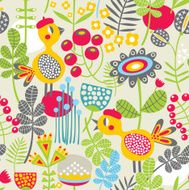 Seamless pattern with bird in red head N2