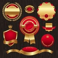 Set of golden quality labels and emblems