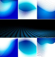 Set of abstract blue halftone backgrounds