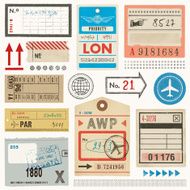 Baggage Tags Tickets and Stamps