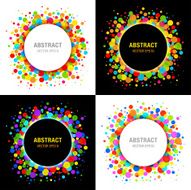 Set of Bright Celebration Holiday Frames on Black Background