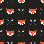 Seamless vector pattern with fox and arrows N2