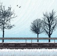 snow road and trees background N2