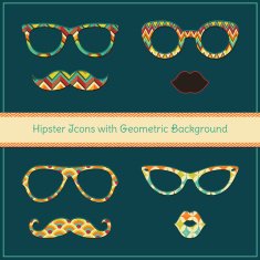 Hipster Icons with Geometric Grunge Background