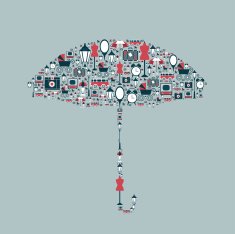 Retro umbrella design Collection of flat icon N2