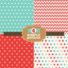 Set of simple zig zag polka dot patterns