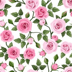 Seamless pattern with pink roses Vector illustration N8