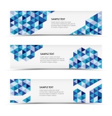 Abstract blue triangle horizontal banners