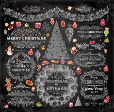 Set of Vintage Christmas Design Elements N4