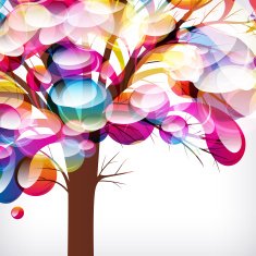abstract background tree with branches made of colorful drops N2