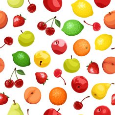 Seamless background with various fruits Vector illustration N4