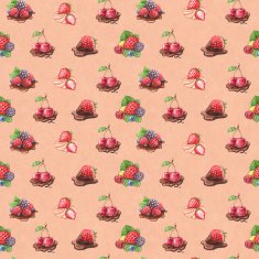 Watercolor pattern with berry illustrations