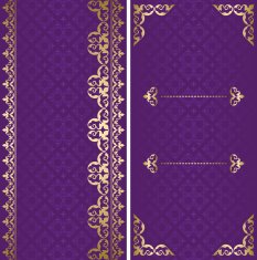 golden and violet vector cards with arabic ornament