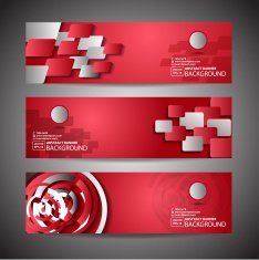 Abstract Banner on Red Background