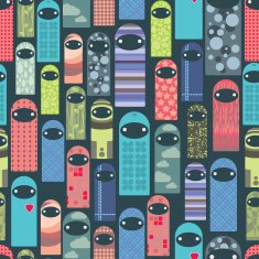 Seamless pattern with colorful ghosts
