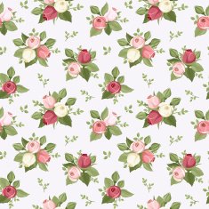 Vector seamless pattern with colorful rose buds on blue