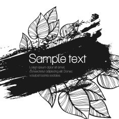 Hand drawnleaf illustration with watercolor back N2