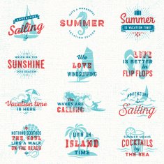Summer Surfing Sailing Beach Signs and Badges N2