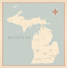 Vintage-Style Michigan Map
