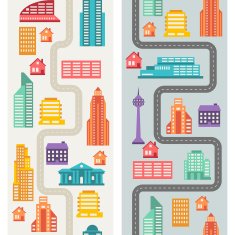 Cityscape seamless vertical banners with buildings N2