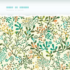 Textured Plants Horizontal Torn Seamless Pattern Background N2