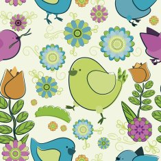 Seamless background with cartoon birds N2