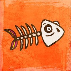 Fish Skeleton on Grunge Background N2