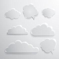 Set of glass speech bubbles clouds and icons N2