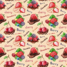 Watercolor pattern with berry illustrations N2