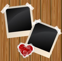 Blank photos on a wooden wall N2