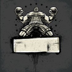 Boxer Celebrates Winning a Championship Fight Grunge Frame Version