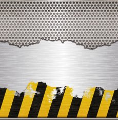 seamless metallic grid on shiny plate with adhesive warning stripes