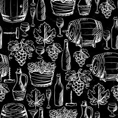 Wine seamless pattern drawn by chalk N2