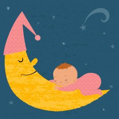 Sleeping baby girl on the moon N2