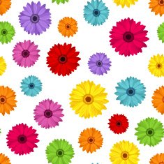 Seamless background with colored gerbera Vector illustration