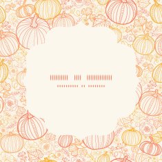 Vector thanksgiving line art pumkins circle frame seamless pattern background