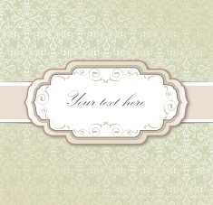 Greeting Card with vintage frame over seamless Victorian background N2