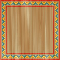 Traditional abstract ornamental frame painted on square wooden board
