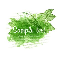 Vector watercolor spring illustration with bird and leaf N7