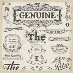 Set of vintage design elements with text placements