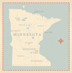 Vintage-Style Minnesota Map